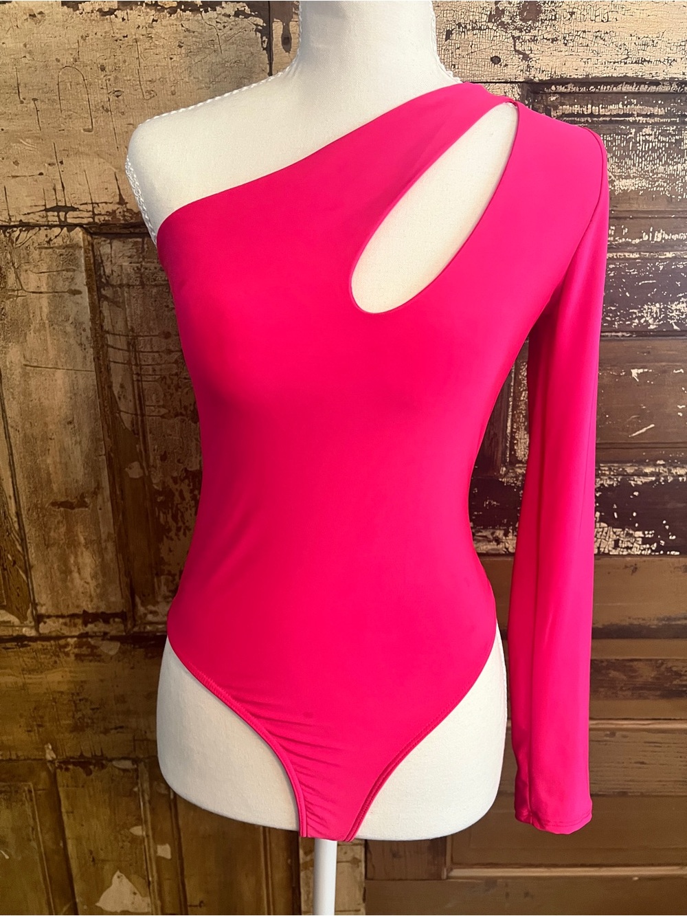 Willow Boutique | Hot Pink One Shoulder Bodysuit | Barbiecore Statement Top NWT